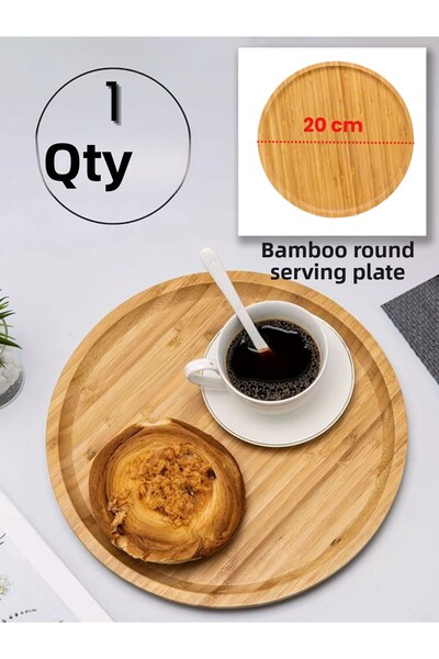 ERKUGO 1 Bamboo Round Plate and Presentation Set - 20x20 Cm