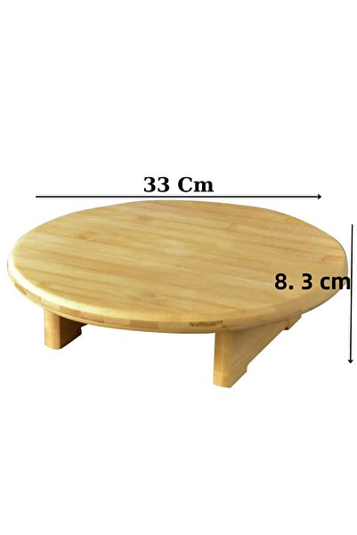 Digithome 30 Cm Brown Bamboo Bench - Serving Presentation Board with Round Cuts and Legs
