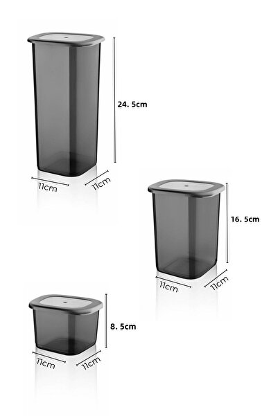 Nandy Home Set of 12 Economical Label Anthracite Unbreakable Storage Containers 6X0,5/4X1,2/2X1,75 Lt.