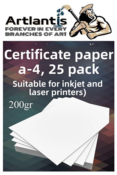 Artlantis ورق شهادات A4 سميك 25 قطعة ورق تصوير بوزن 200 جرام متوافق مع جميع ا...
