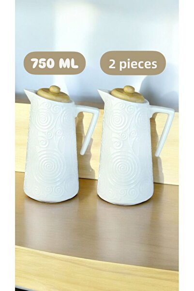 Bayev Mandy 750 ml 2 Pieces Bamboo Lid Porcelain Oil Bowl Set - Oil Bowl Vinegar Bowl Set 101715