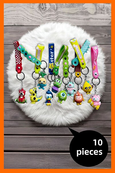 Hyd 10 Pcs Toy Silicone Character Figure Keychain Bag Accessory Karne Gift Birthday Gift