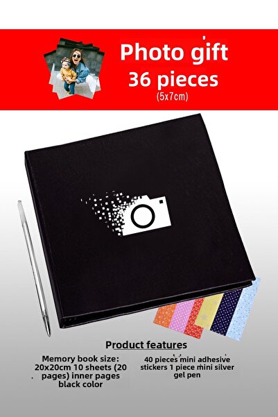 yhfoto Album foto negru 20x20 - Cartea de amintiri - Autocolant stilou și eti...