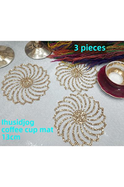 SEHARA 3 Pieces of Coffee Color Presentation - Cup Pad 13Cm/Gold/Shimmer/Silvery