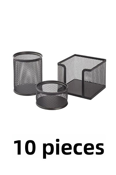 KRAF مجموعة من 10 حاملات أقلام مكتبية مثقوبة مكونة من 3 قطع 470 جم باللون الأسود