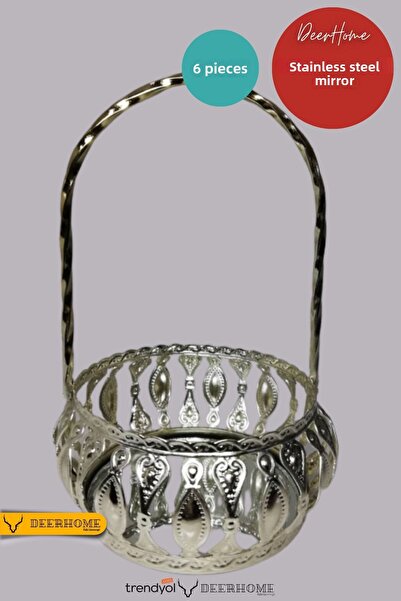 Passionis 6 Pieces Silver Prince Turkish Delight Bowl Coffee Side Presentatio...