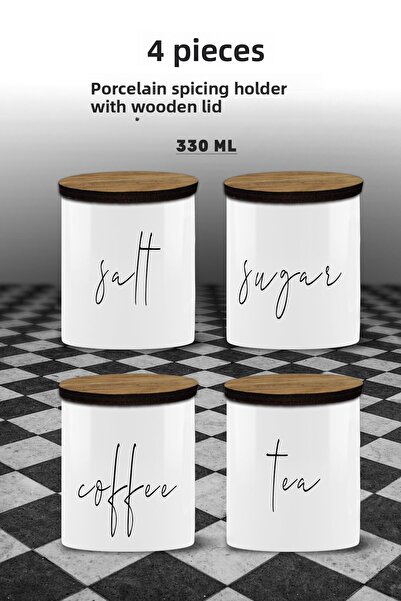 yeditepe hayat 4 قطع من حاوية تخزين النماذج الكاملة - ملح الشاي والسكر والقهوة - طقم وعاء التوابل 12 موديل