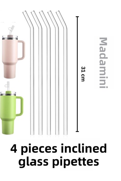 madamini 4Pcs Glass Pipette Stnly Adventure Quencher 31cm Long Glass Pipette for Travel Cups