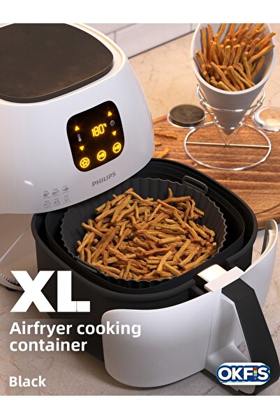 OKFİS Xl Airfryer سيليكون طبق الخبز المقلاة قالب فرن ملون ورق الخبز 23x5 سم 1...