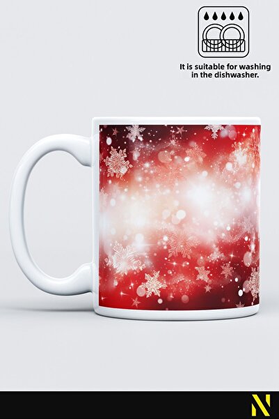 nilizma Christmas New Year Themed Snow Patterned Mug Cup Mug 330 ml
