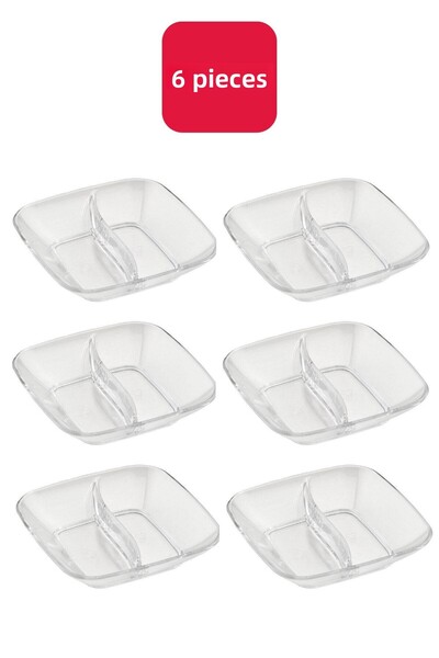 Bora Plastik 6 Pieces PC Sauce Container with Square Compartment 8.5 Cm - Bo726