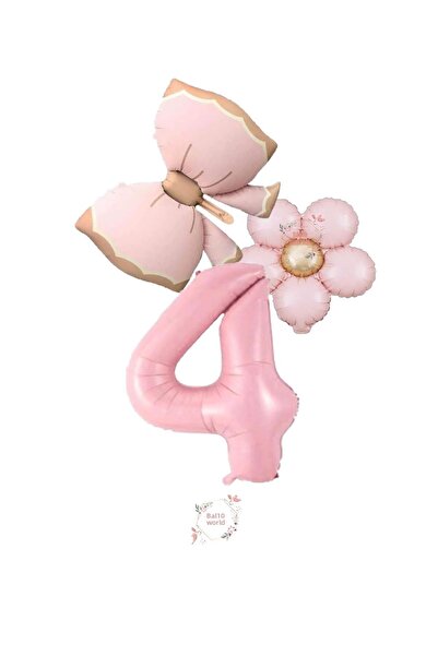 BAL10 DÜNYASI Pink Color Bow Balloon Set Above 4 Years Old