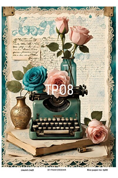 LİNEART ورق تزيين نحاسي TPO8 بنمط زهور عتيقة - آلة كاتبة