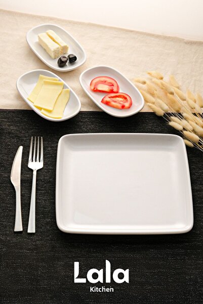 Lala Mutfak Gözde Square Serving Plate - Set of 3 (23 cm - Stylish, Durable, Food and Presentation Plate)