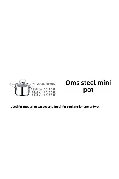 OMS Mini 3-Piece Steel Pot Set 12+14+16 cm