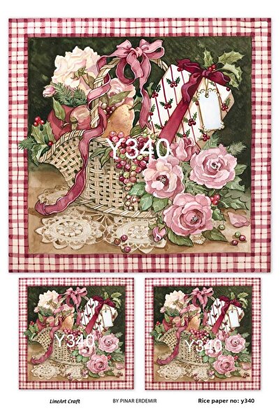 LİNEART Lineart Christmas Pattern Brass Decopage Paper No:Y340- 29X42Cm
