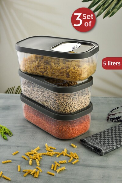 Pazarika Set de 3 containere de depozitare Maxi Multibox de 5 litri cu capac ...