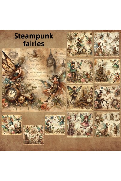 Pink Swan Craft Vintage Steampunk Fairies 12 buc. Set de autocolante pentru p...