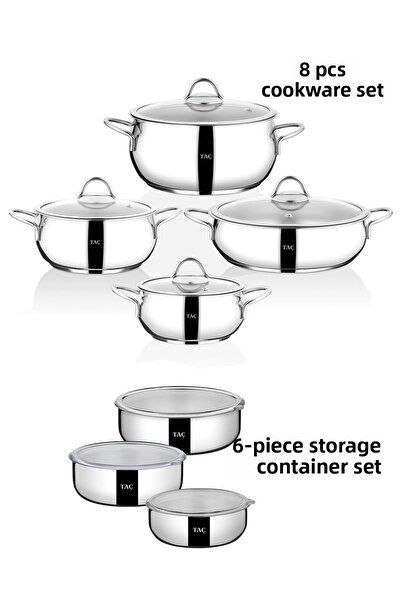 Taç Σετ VitaBox 14 τεμαχίων - Ατσάλινο δοχείο και δοχείο αποθήκευσης