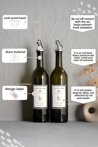 KHAKMA Amber Set of 2 750 Ml Olive Oil Bottles Oil Pot Oil Bowl 750-bz-bz