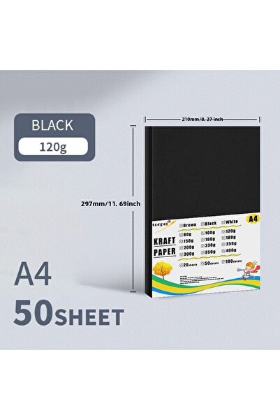 Choice أسود 120 جرام 50 ورقة A4 كرتون 120 جرام أبيض أسود بني ورق كرافت للرسم ...