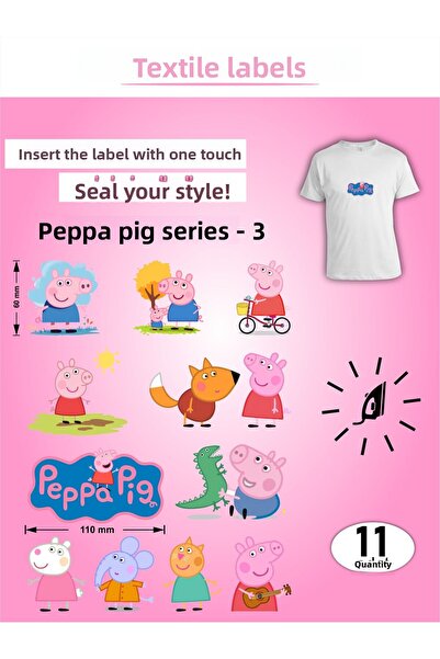 AGG Reklam مجموعة ملصقات الملابس اللاصقة بالكي من سلسلة Peppa Pig Series-3 مك...