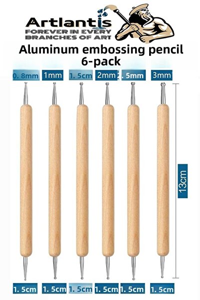 Artlantis 1 pachet de 6 pixuri de reliefare din lemn și aluminiu - cu vârf du...