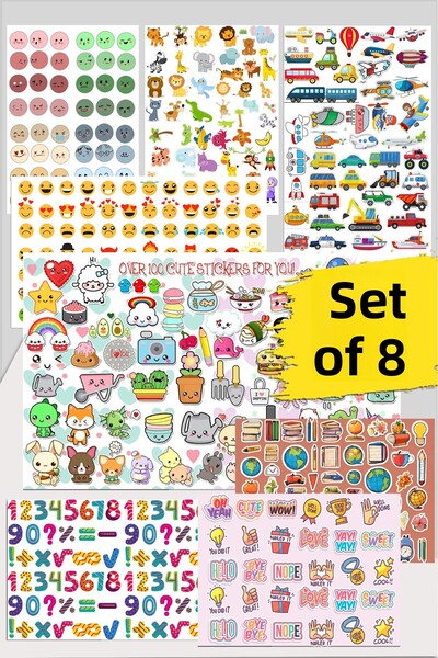 LiyaCraft Σετ αυτοκόλλητων 8 σελίδων 500 τμχ αυτοκόλλητα