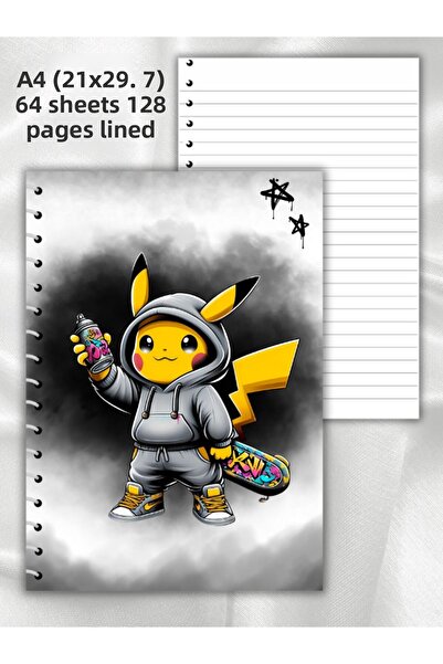 daily notebook دفتر تدريس بيكاتشو مخطط A4 64 ورقة