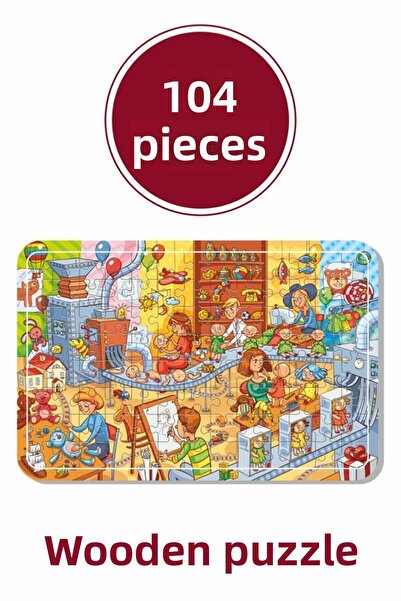 LİPYOS لعبة بازل خشبية ممتعة من توي فاكتوري A3 مكونة من 104 قطعة
