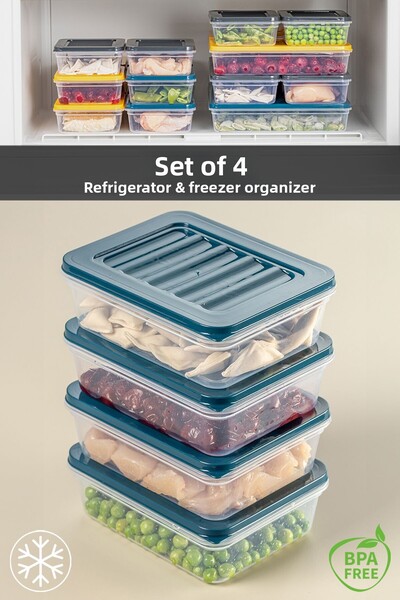 Meleni Home Microwave Compatible Food Storage Set of 4 - Petrol 4 x 600 ml