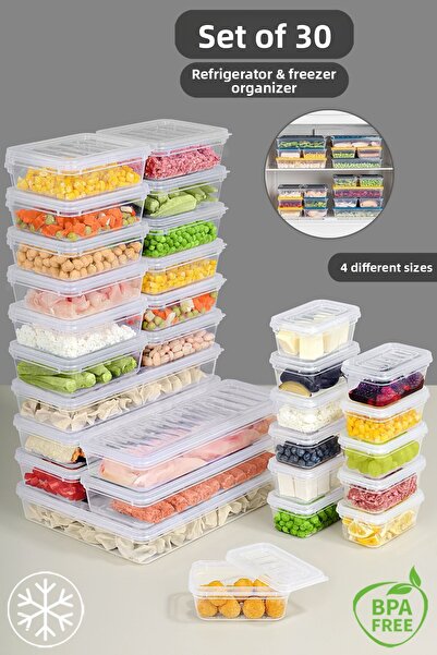 Meleni Home 30 Piece Transparent Lid Microwave Compatible Storage Container Set - Organizer Organizer Food Storage Container