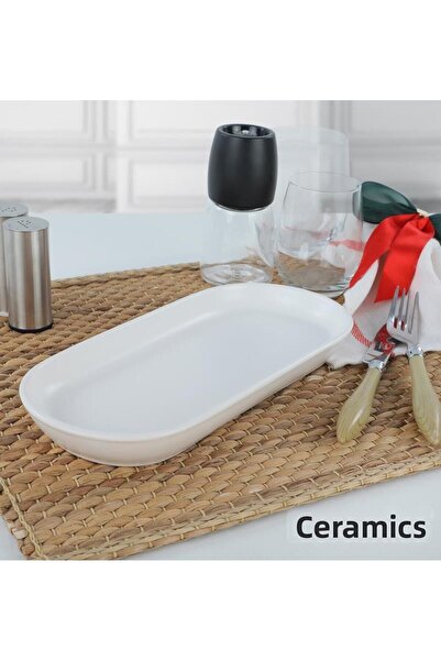 Keramika Noyan 26 cm Matte White Boat Plate 3 Pieces