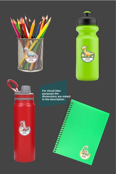 AlyMarkt School Label Pen Notebook Sticker Custom Name Writable Sticker Baby Puppy Dinosaurs 50 Pieces 4X4Cm