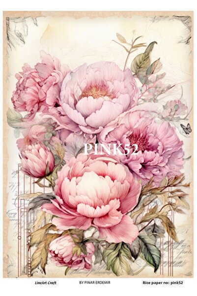 LİNEART Pink52 Model Brass Decopage Paper
