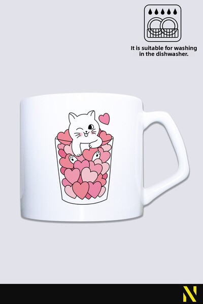 nilizma كوب على شكل قطة على شكل قلب