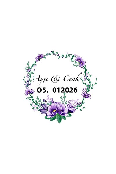 Reysa Tasarım حافة مستديرة مستطيلة عمودية ختم هينا خطوبة زفاف 3x3 سم ملصق مخص...