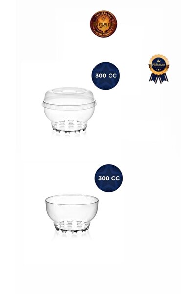 figanlar ambalaj 30 Pieces Crystal Plastic Dessert Bowl 300Cc (Glass Bowl Model)