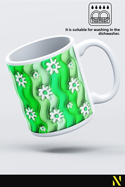 nilizma Flower Patterned Colorful Mug – 330 ml Mug |   Stylish and Durable Design