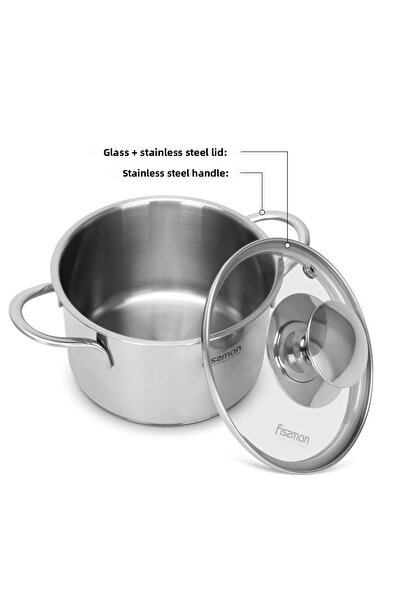 Fissman Saucepan With Lid Bambino Series Stainless Steel Silver 14?7.5cm/1.1Liters