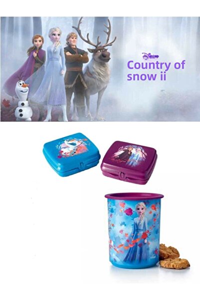 Tupperware صندوق كوكيز إلسا فروزن وصندوق ساندويتش مكون من 3 قطع