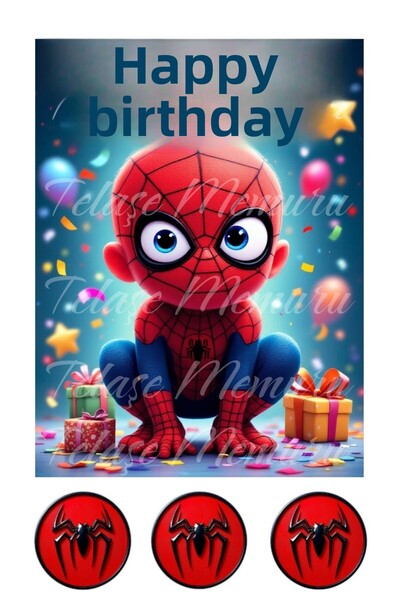 telaşe memuru صورة وطباعة كعكة سبايدرمان - صورة أعلى الكعكة الصالحة للأكل - ز...