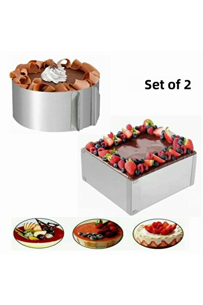 COŞAN قالب فطيرة دائري ومربع قابل للتعديل من الفولاذ المقاوم للصدأ