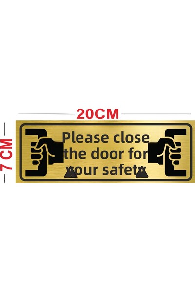 sıradışıhediyem أغلق الباب لسلامتك المعدنية، لافتة توجيه لافتة التحذير