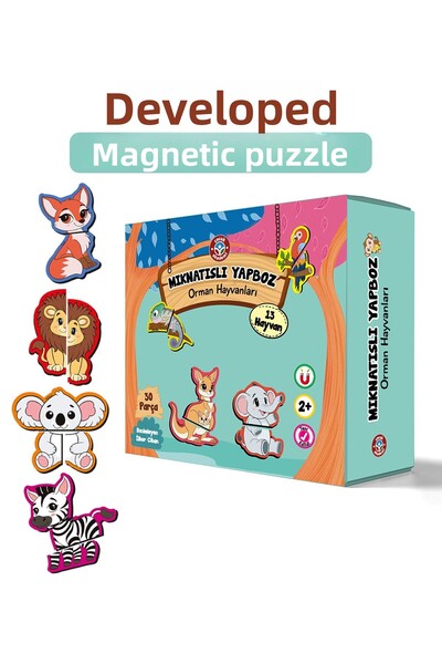 Çocuk Akademi حيوانات الغابة اللغز الممتعة مع المغناطيس
