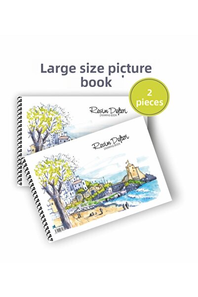 printkonsept 2-Piece Picture Book Spiral Cardboard Cover 25x35 Cm 15 Sheets Picture Book Large Size