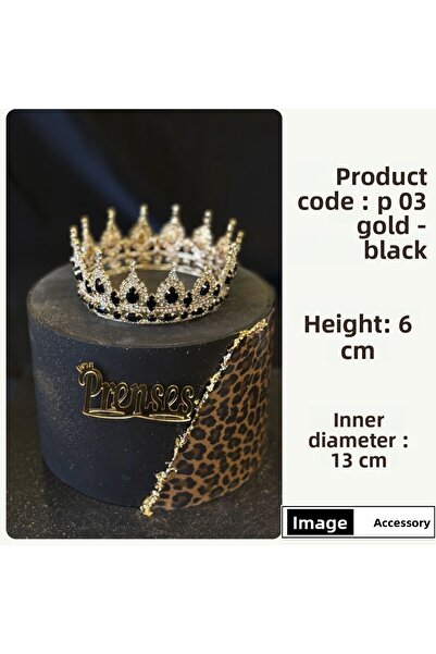 SimgeAksesuar Coroana pentru tort de ziua de nastere, eleganta si rafinata, cu piatra de cristal placata cu aur