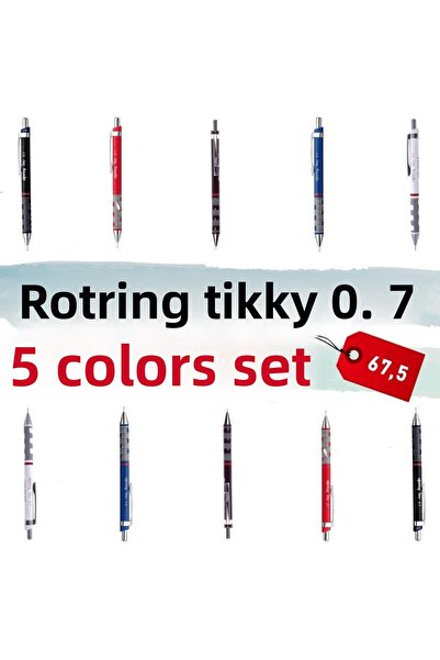 Rotring طقم قلم تيكي 0.7 ملم متعدد الاستخدامات 5 ألوان By-001