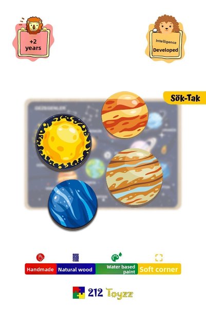 212toyzz Solar System Planets Educational Wooden Bultak Puzzle Toy