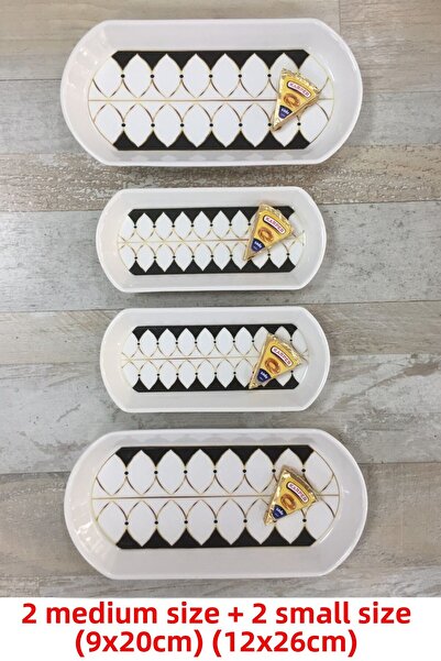 Pinkev مجموعة أطباق تقديم الإفطار البيضاوية من السيراميك مكونة من 4 قطع من Black Drops